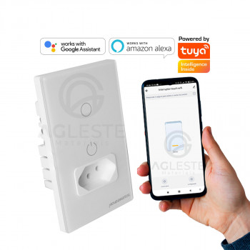Cj Interruptor Touch Automação + Tomada 10a Branco - Nova Digital
